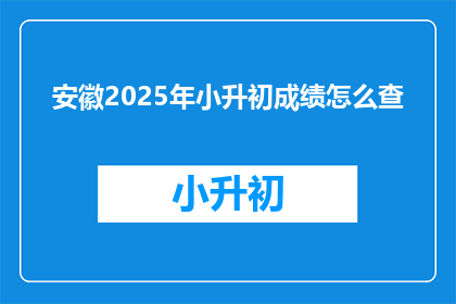 安徽2025年小升初成绩怎么查