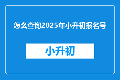 怎么查询2025年小升初报名号