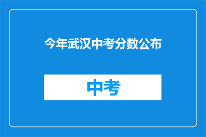 今年武汉中考分数公布