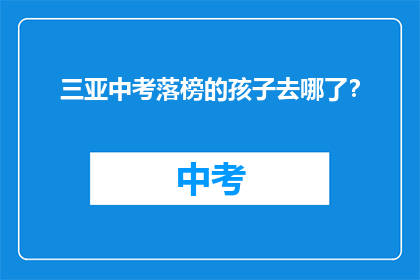 三亚中考落榜的孩子去哪了？