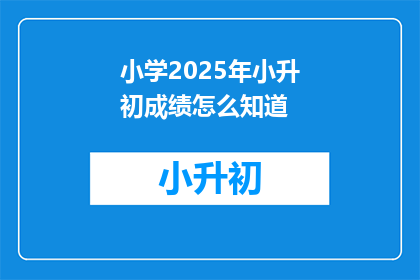 小学2025年小升初成绩怎么知道