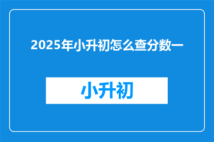 2025年小升初怎么查分数一