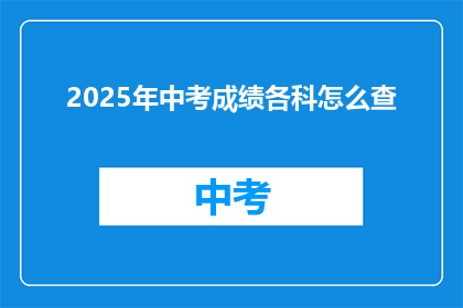 2025年中考成绩各科怎么查