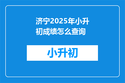 济宁2025年小升初成绩怎么查询