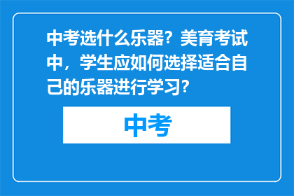 中考选什么乐器？美育考试中，学生应如何选择适合自己的乐器进行学习？