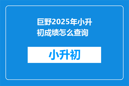 巨野2025年小升初成绩怎么查询
