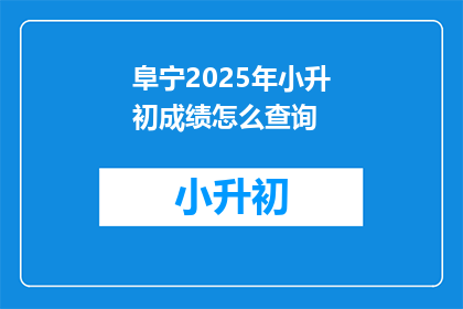 阜宁2025年小升初成绩怎么查询