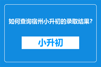 如何查询宿州小升初的录取结果？