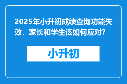 2025年小升初成绩查询功能失效，家长和学生该如何应对？