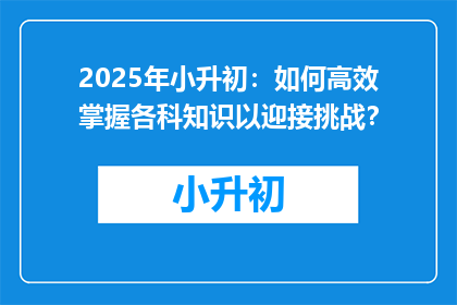 2025年小升初：如何高效掌握各科知识以迎接挑战？