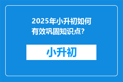 2025年小升初如何有效巩固知识点？