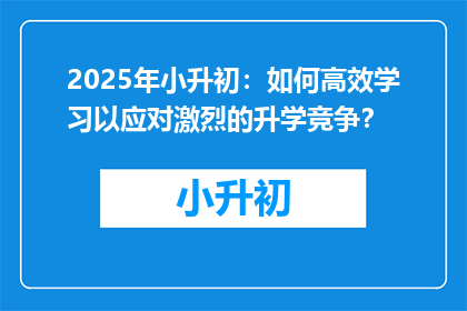 2025年小升初：如何高效学习以应对激烈的升学竞争？