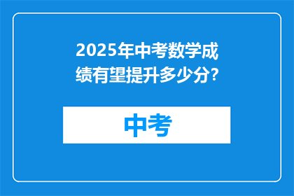 2025年中考数学成绩有望提升多少分？