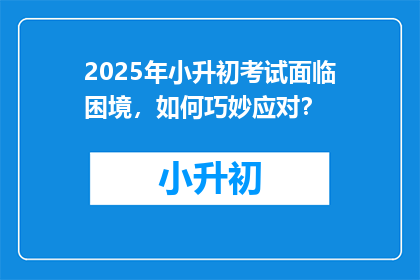 2025年小升初考试面临困境，如何巧妙应对？