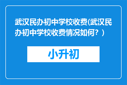 武汉民办初中学校收费(武汉民办初中学校收费情况如何？)