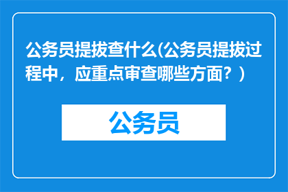 公务员提拔查什么(公务员提拔过程中，应重点审查哪些方面？)