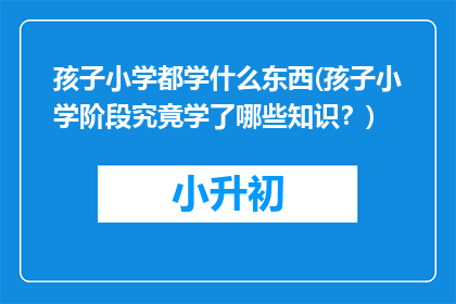 孩子小学都学什么东西(孩子小学阶段究竟学了哪些知识？)