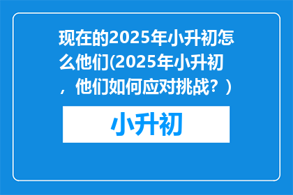 现在的2025年小升初怎么他们(2025年小升初，他们如何应对挑战？)