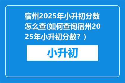 宿州2025年小升初分数怎么查(如何查询宿州2025年小升初分数？)