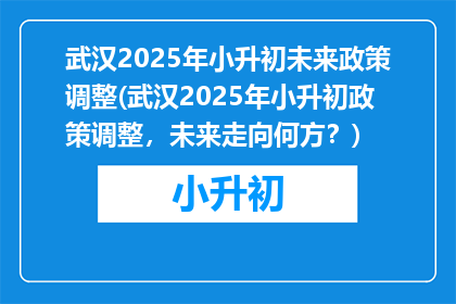 武汉2025年小升初未来政策调整(武汉2025年小升初政策调整，未来走向何方？)