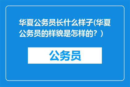 华夏公务员长什么样子(华夏公务员的样貌是怎样的？)