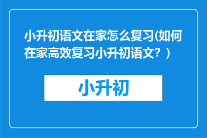 小升初语文在家怎么复习(如何在家高效复习小升初语文？)
