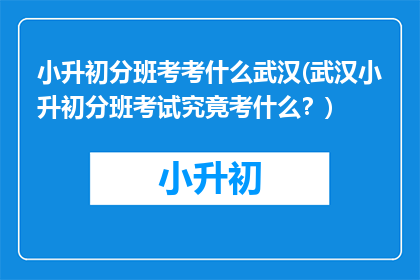 小升初分班考考什么武汉(武汉小升初分班考试究竟考什么？)
