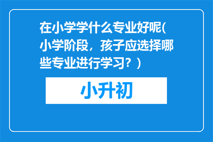 在小学学什么专业好呢(小学阶段，孩子应选择哪些专业进行学习？)