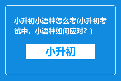 小升初小语种怎么考(小升初考试中，小语种如何应对？)