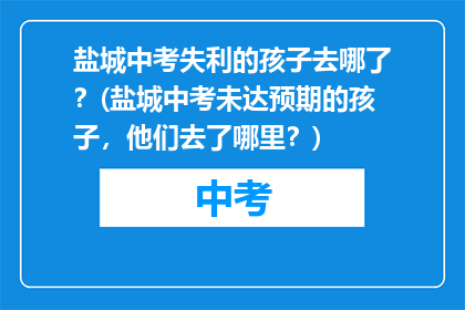 盐城中考失利的孩子去哪了？(盐城中考未达预期的孩子，他们去了哪里？)