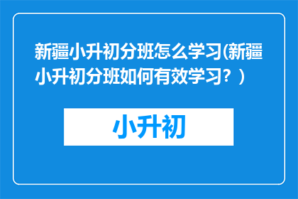 新疆小升初分班怎么学习(新疆小升初分班如何有效学习？)