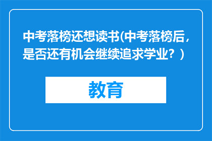 中考落榜还想读书(中考落榜后，是否还有机会继续追求学业？)