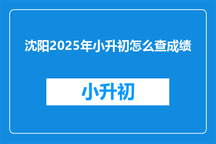 沈阳2025年小升初怎么查成绩(2025年沈阳小升初如何查询成绩？)