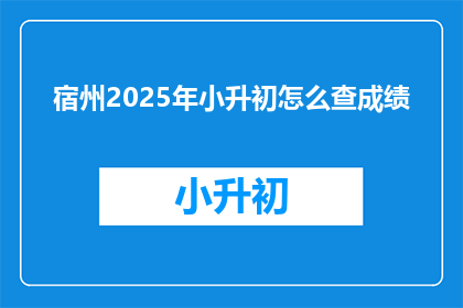 宿州2025年小升初怎么查成绩(2025年宿州小升初成绩如何查询？)