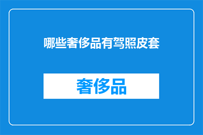 哪些奢侈品有驾照皮套(哪些奢侈品品牌提供专属的驾照皮套？)