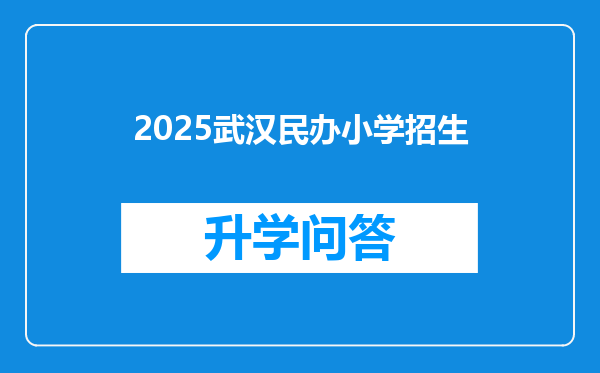 2025武汉民办小学招生