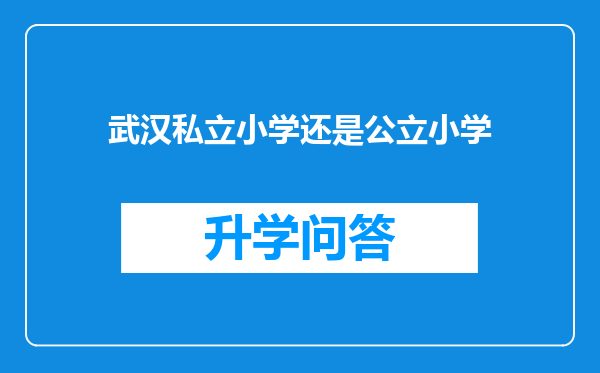 武汉私立小学还是公立小学