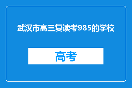 武汉市高三复读考985的学校