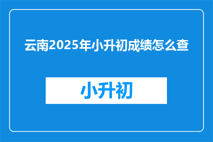 云南2025年小升初成绩怎么查
