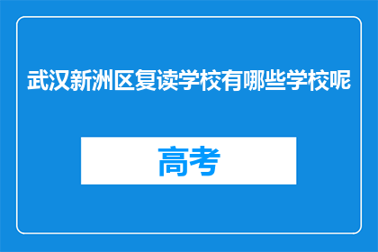 武汉新洲区复读学校有哪些学校呢
