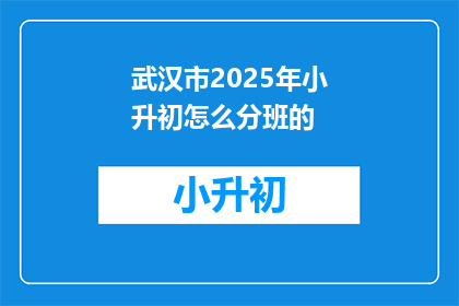 武汉市2025年小升初怎么分班的