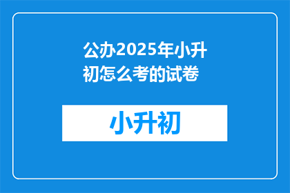 公办2025年小升初怎么考的试卷