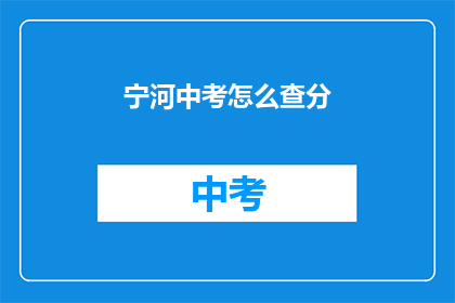 宁河中考怎么查分