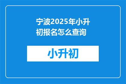 宁波2025年小升初报名怎么查询
