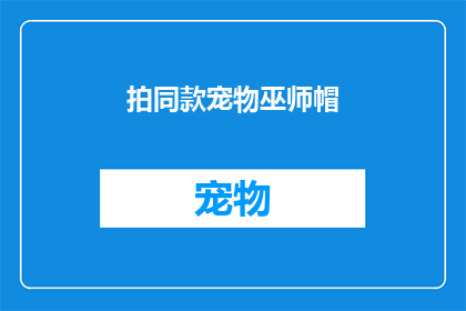 拍同款宠物巫师帽(你见过能模仿宠物巫师的帽子吗？)