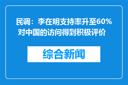 民调：李在明支持率升至60% 对中国的访问得到积极评价