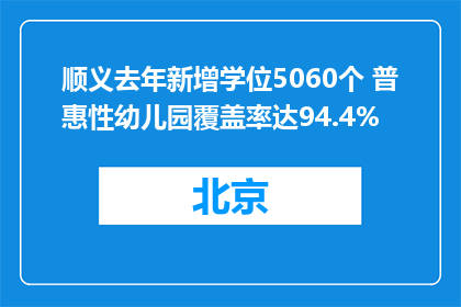 顺义去年新增学位5060个 普惠性幼儿园覆盖率达94.4%
