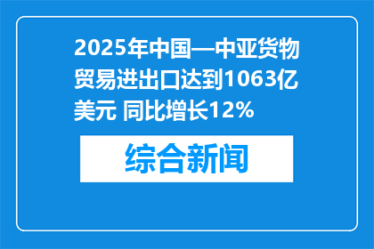 2025年中国—中亚货物贸易进出口达到1063亿美元 同比增长12%
