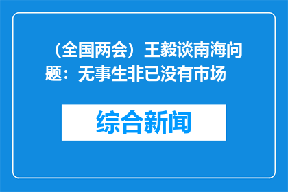 （全国两会）王毅谈南海问题：无事生非已没有市场