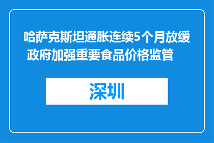哈萨克斯坦通胀连续5个月放缓 政府加强重要食品价格监管